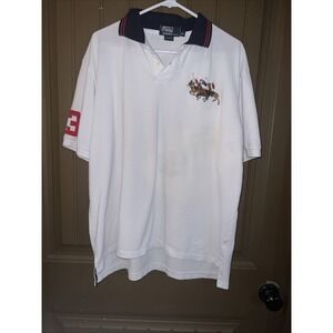 POLO RALPH LAUREN Men's White Custom Slim Fit Triple Pony Polo Shirt Size XXL